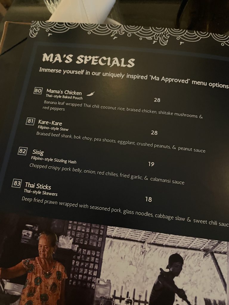 House of Ma Menu - Ma's Specials Section Winnipeg